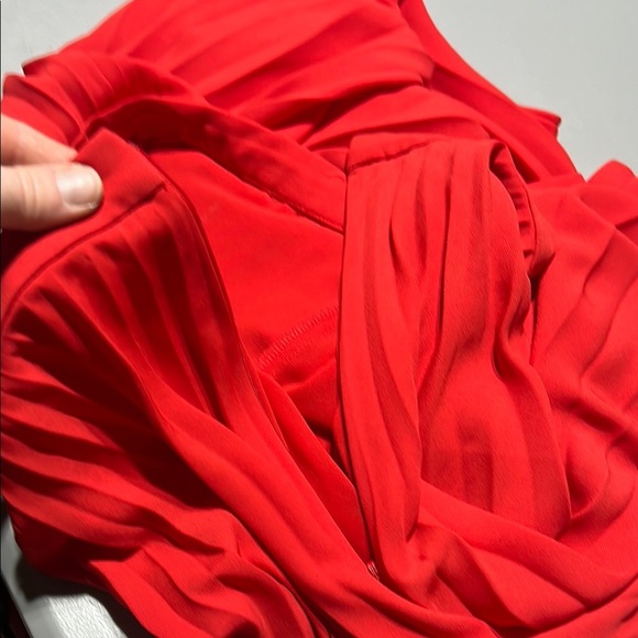 1. State Coral Red Pleated Midi Skirt Size 10 Classic Modern Feminine Elegant - Picture 8 of 10